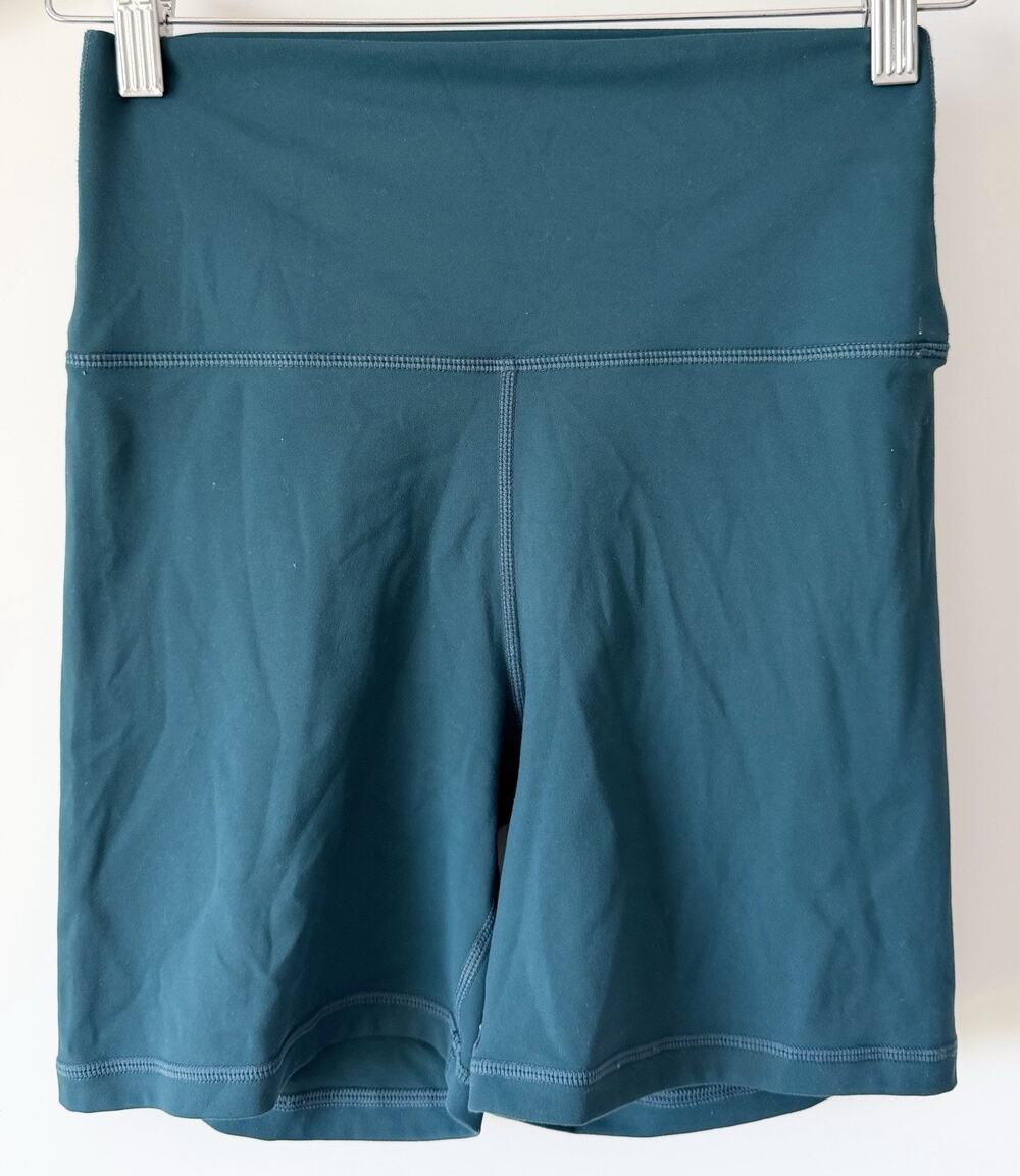 Set Active Women Luxform Biker Shorts Small Spandex Teal Blue 5in Inseam Stretch